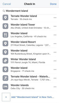 Add custom location on Facebook