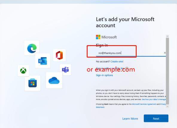 setup windows 11 without microsoft account