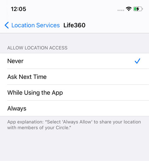 Turn off Location Access Permission