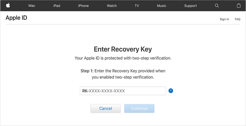Using Account Recovery Key