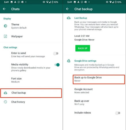 whatsapp backup to google drive