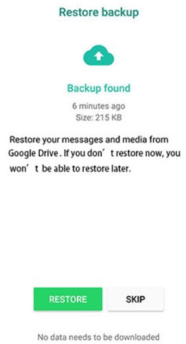 restore from google drive backup