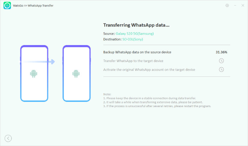 watsgo guied - backup whatsapp to source android 