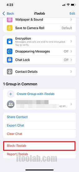 block whatsapp contact