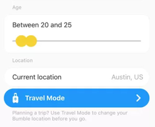 Bumble’s travel mode
