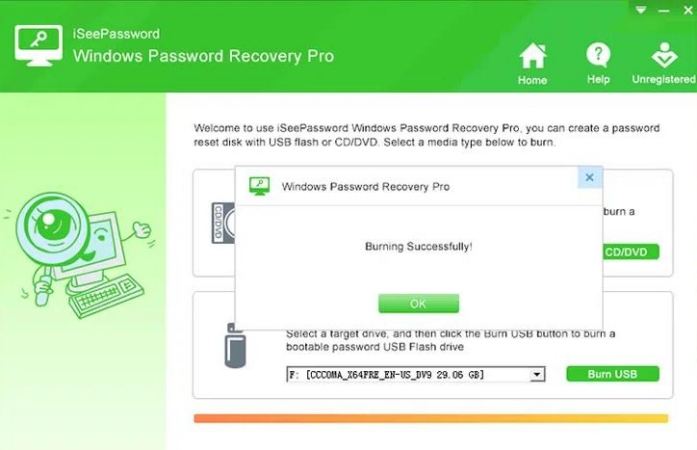 burning successfully