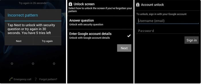 Universal Unlock Pattern for Android without Losing Data