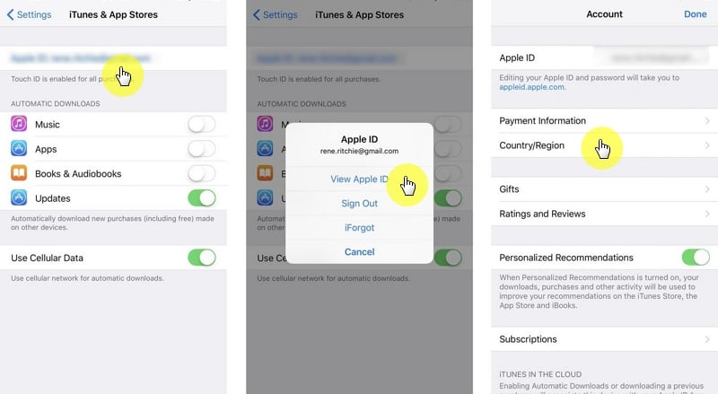 Choose the Country or region 