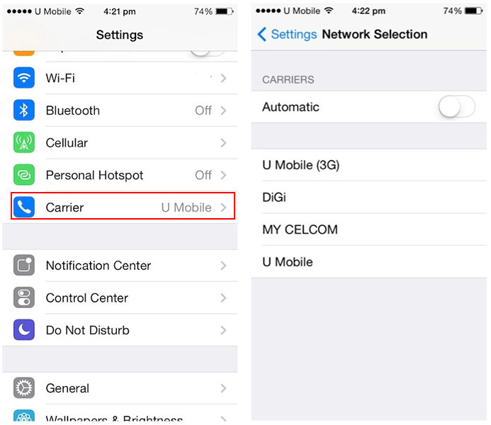 Change Carrier on iPhone