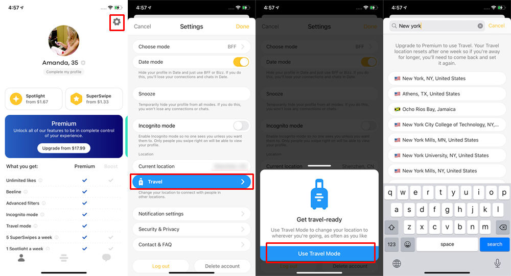 Change Location on Bumble with Travel Mode