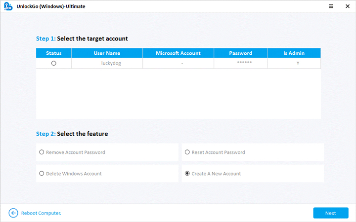 create a new account