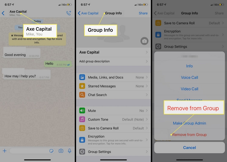 how to delete whatsapp group by admin iphone
