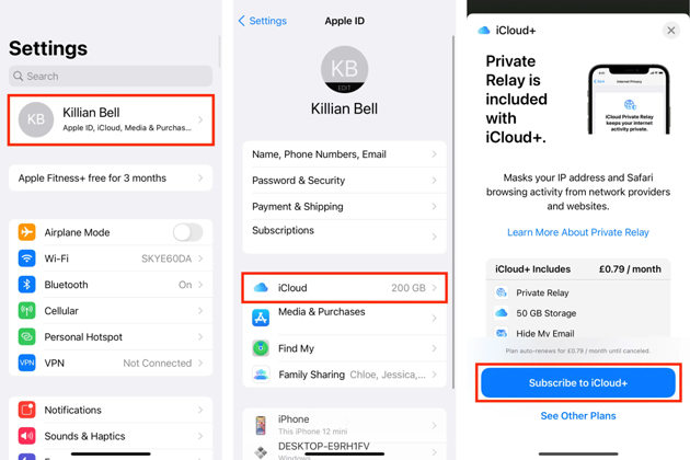 Enable icloud to free up storage on iPhone