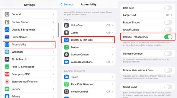 Enable Reduce Transparence to Fix iPhone Screen Flickering