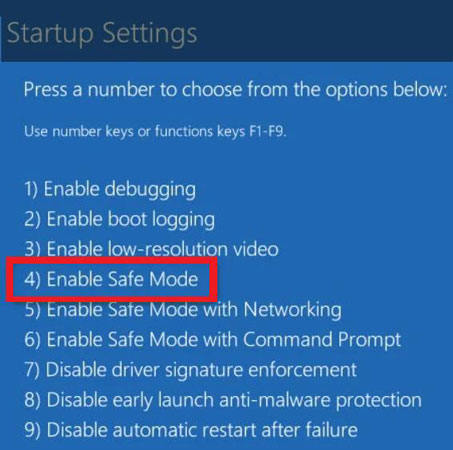 enable safe mode