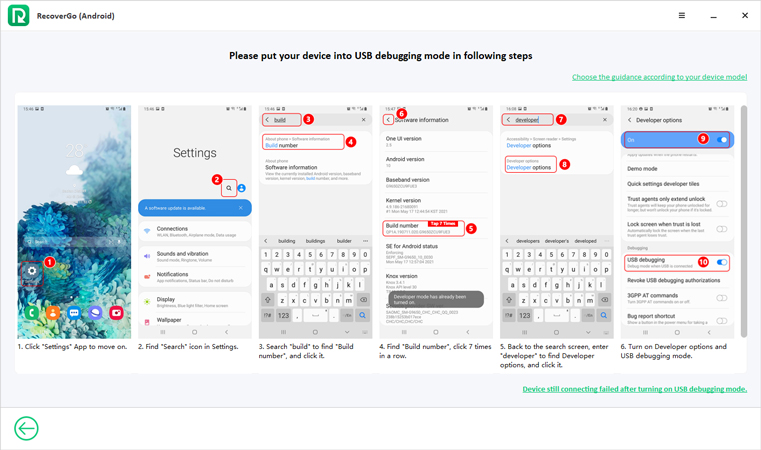recovergo android guide - enable usb debugging