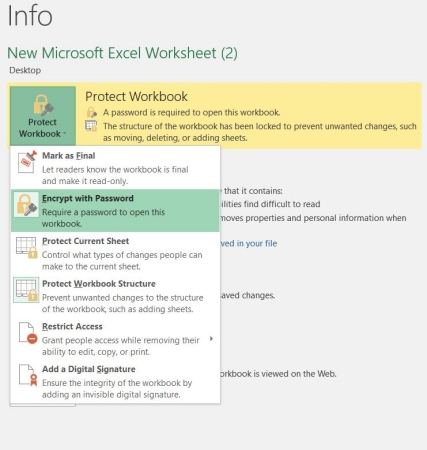 encrypt excel password