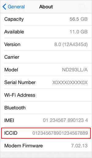 Find ICCID on iPhone
