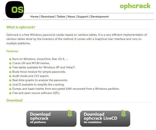 ophcrack to reset computer password