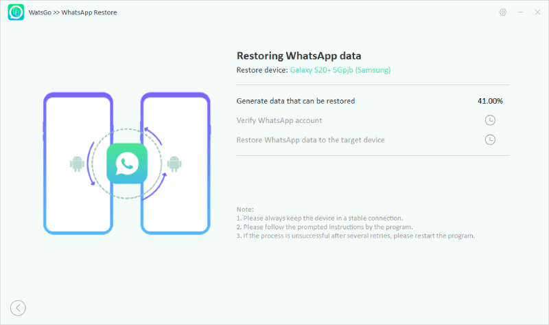 watsgo guide - generate whatsapp backup before restoring whatsapp backup