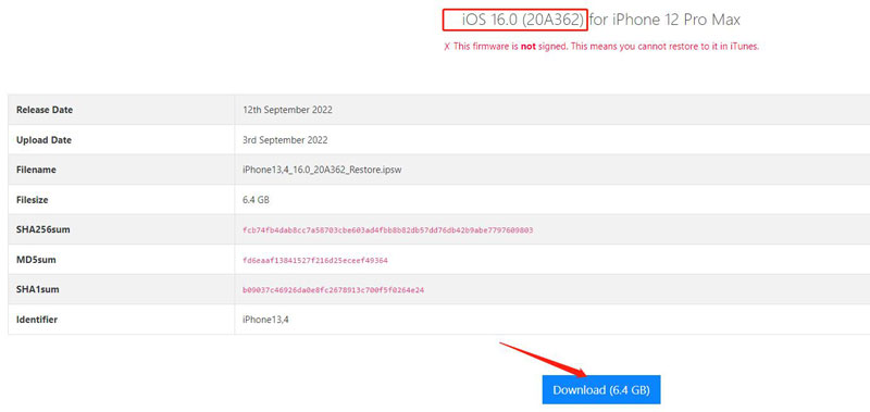 download to back to ios 16