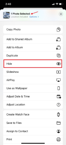 hide photos iphone