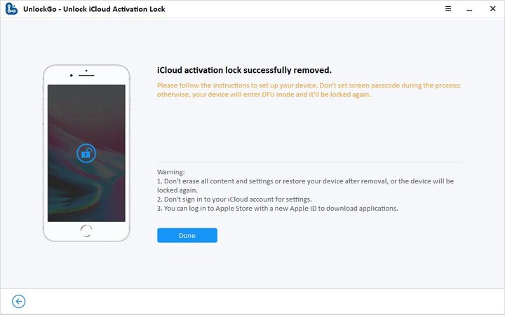 removed icloud activation lock successfully