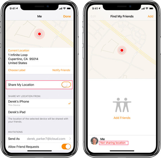Hide Location on Find My Friends