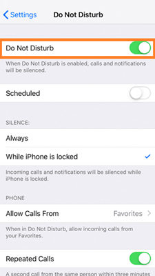 Deactivate Do Not Disturb to Fix iPhone Notification Sound Not Working