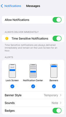 Check the notification settings to fix iPhone email not updating