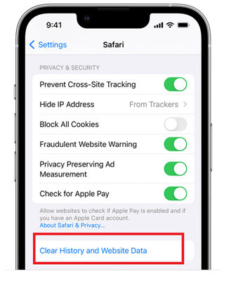 Fix iPhone says not enough storage but there is Clear Cache Files in Safari