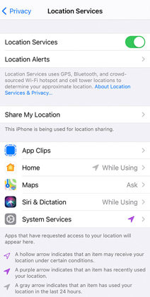 Turn on Location on iPhone