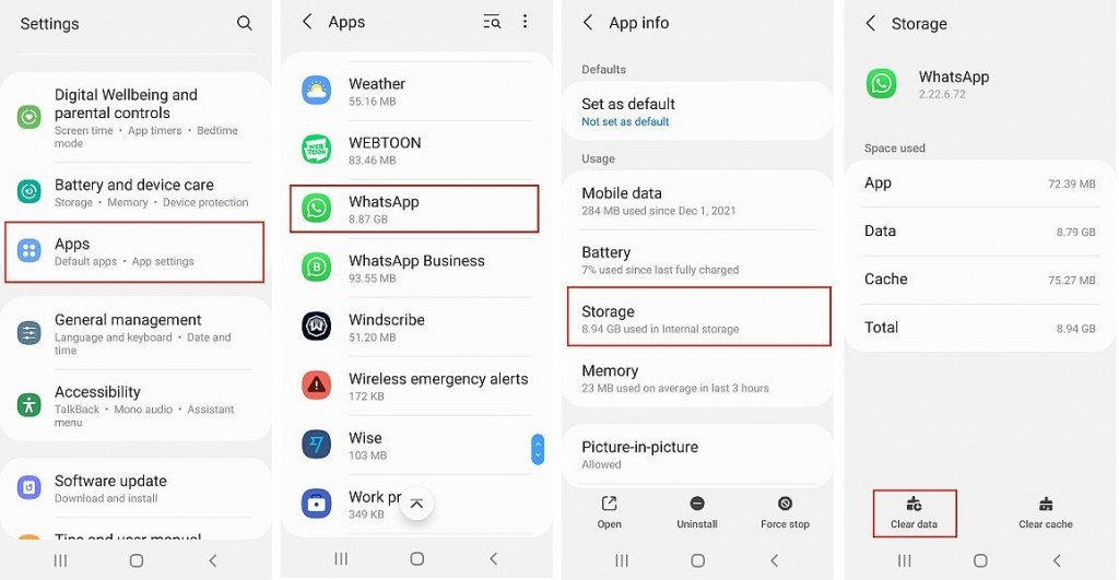 log out whatsapp on android