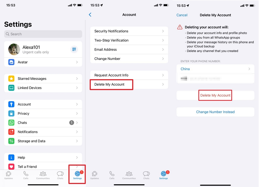 log out whatsapp on iphone