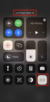 Turn On iPhone Low Power Mode on Control Center