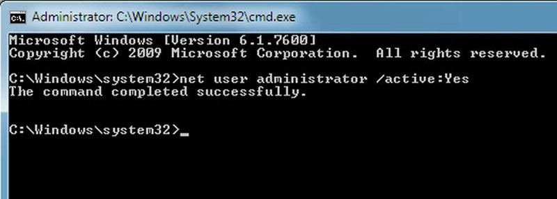 net user administrator active yes