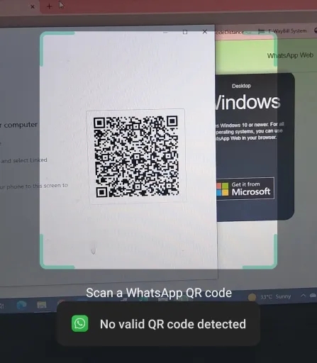 no valid qr code detected whatsapp