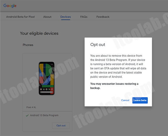 leave Android 13 bata