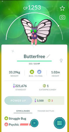 pokemon go butterfree