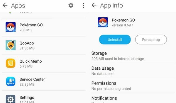 Force quit Pokémon Go