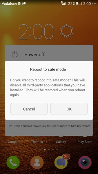 reboot android to safe mode
