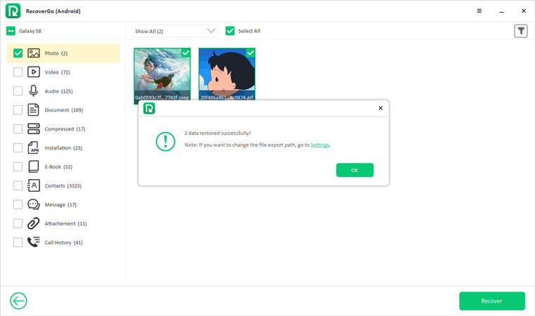 restored successfully