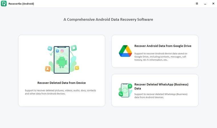 RecoverGo (Android) interface