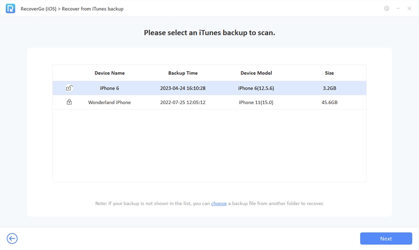 recovergo ios guide - show all backup history