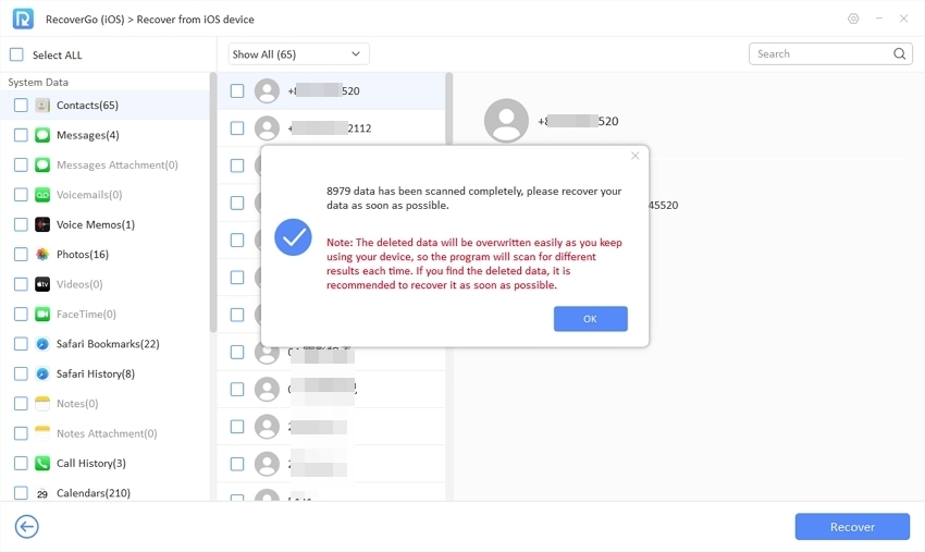 recovergo ios guide - scanning data is finished