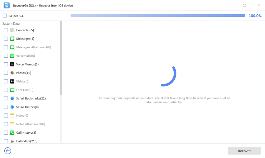 recovergo ios guide - scanning data from the device