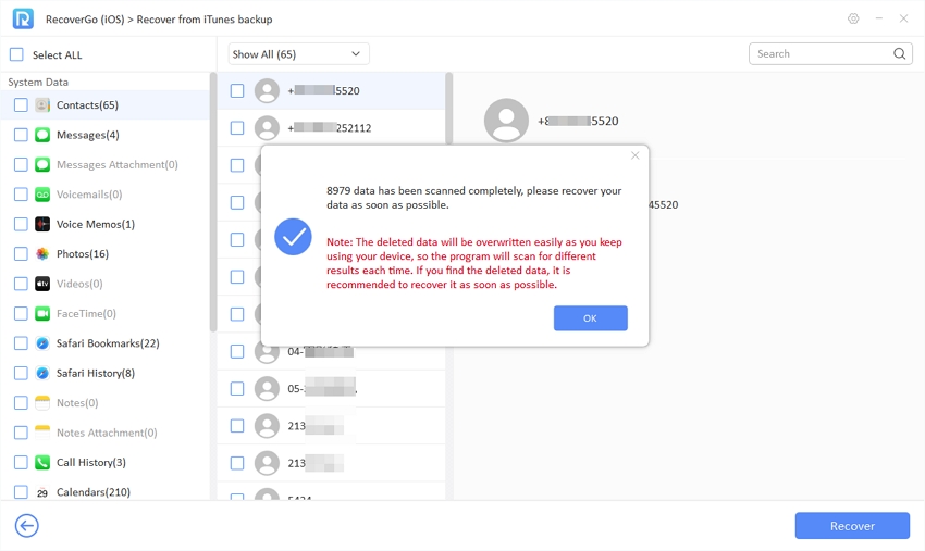 recovergo ios guide - scanning data is finished