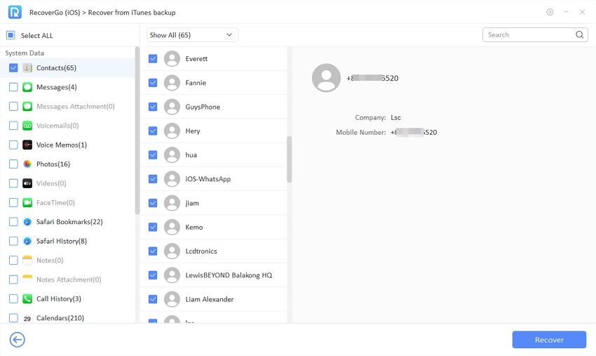 recovergo ios guide - preview data in itunes