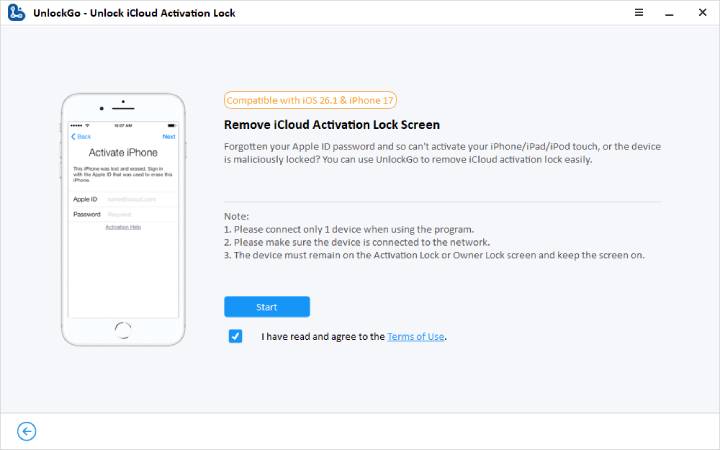 unlockgo guide - select remove icloud activation lock