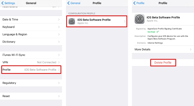 iPhone Stuck on Checking for Update Delete iOS beta version profile